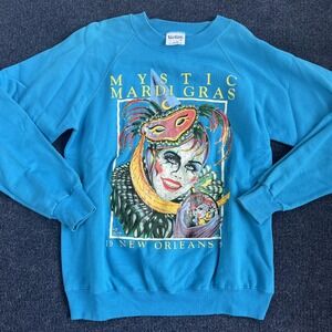 Vintage Tee Jays Sweatshirt Mens Medium Blue Mystic Mardi Gras New Orleans